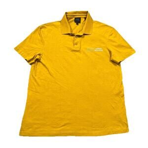Armani Exchange Polo Shirt Mens Yellow Spell Out Logo Short Sleeve Size Medium